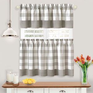 Hunter Grey Plaid Modern Window Curtain Panels : 42" X 84" Panels - Single